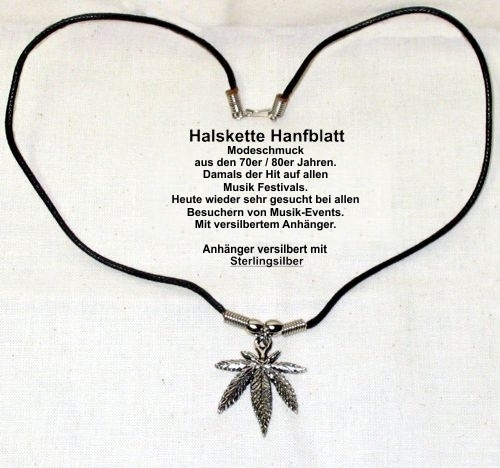Halsnand mit Hanfblatt aus 9,5 gr Stirlingsilber - Nickelfrei