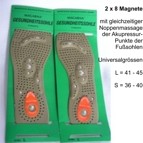 Akupressur Einlegesohlen zur Magnet Therapie
