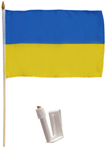 Autofahnenset Ukraine Ukrainefahne Stockfahne mit Autohalterung